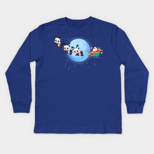 Santa Claus Riding Panda Kids Long Sleeve T-Shirt